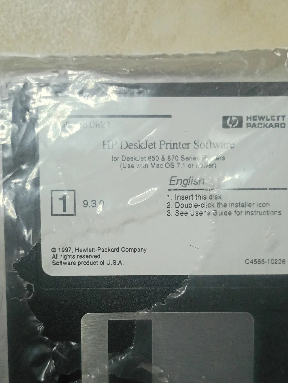 HP DeskJet Printer Software Disk - Black Floppy